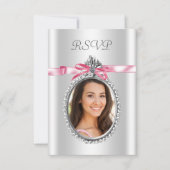 Roze Witte Foto RSVP Kaarten (Voorkant)