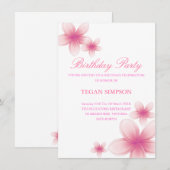 Roze & Witte Frangipani Verjaardag Uitnodigen Kaart (Voorkant / Achterkant)