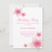 Roze & Witte Frangipani Verjaardag Uitnodigen Kaart (Voorkant)