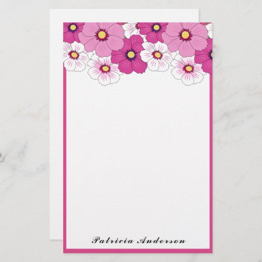  roze witte, gele ventilator briefpapier (Voorkant / Achterkant)