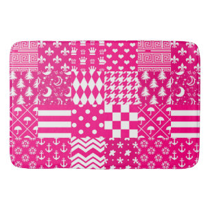 Roze Witte Gemengde Patchwork Ontwerp Badmat