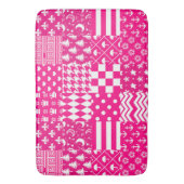 Roze Witte Gemengde Patchwork Ontwerp Badmat (Voorkant Verticaal)