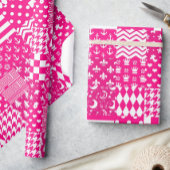 Roze Witte Gemengde Patchwork Ontwerp Cadeaupapier