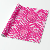 Roze Witte Gemengde Patchwork Ontwerp Cadeaupapier (Uitgerold)
