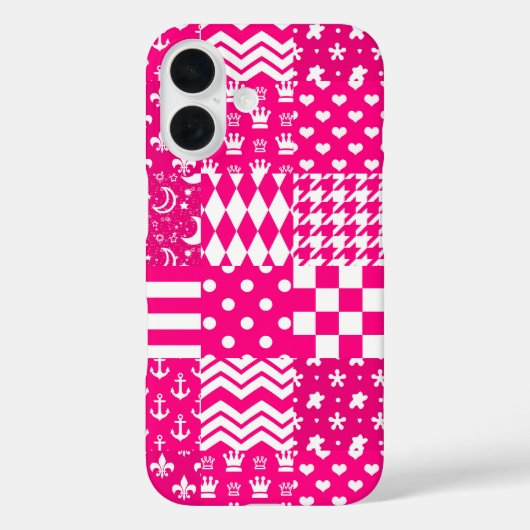 Roze Witte Gemengde Patchwork Ontwerp Case-Mate iPhone Case (Achterkant)