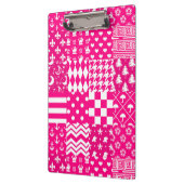 Roze Witte Gemengde Patchwork Ontwerp Klembord (Links)