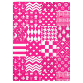Roze Witte Gemengde Patchwork Ontwerp Klembord (Achterkant)