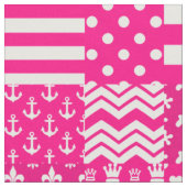 Roze Witte Gemengde Patchwork Ontwerp Stof (Close Up)