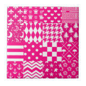 Roze Witte Gemengde Patchwork Ontwerp Tegeltje (Voorkant)
