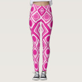 Roze witte geometrie Leggings (Voorkant)