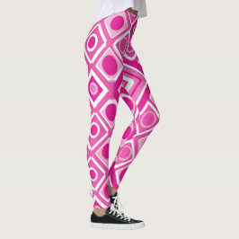 Roze witte geometrie Leggings