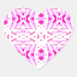 Roze Witte Geometrische Art Deco Valentijnsdag Lie Hart Sticker