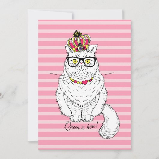 Roze witte geometrische koningin Kroon Feestdagenkaart (Voorkant)