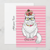 Roze witte geometrische koningin Kroon Feestdagenkaart (Voorkant / Achterkant)