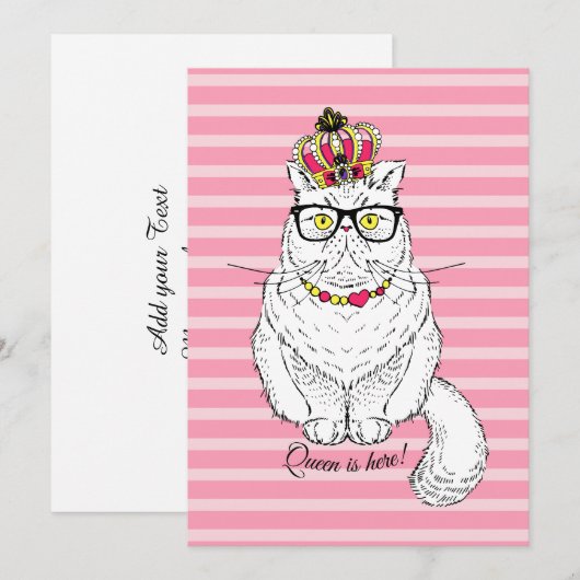 Roze witte geometrische koningin Kroon Feestdagenkaart (Voorkant / Achterkant)