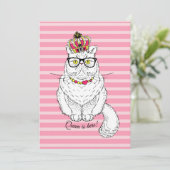 Roze witte geometrische koningin Kroon Feestdagenkaart (Staand voorkant)