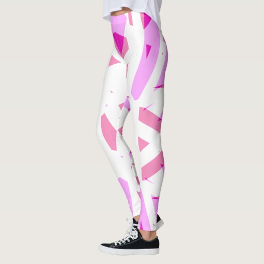Roze witte geometrische kunst Deco Valentijnse  ho Leggings (Links)
