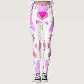 Roze witte geometrische kunst Deco Valentijnse  ho Leggings (Voorkant)