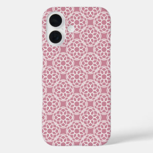 Roze Witte Geometrische Naadloos Patroon iPhone 16 Hoesje