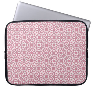 Roze Witte Geometrische Naadloos Patroon Laptop Sleeve