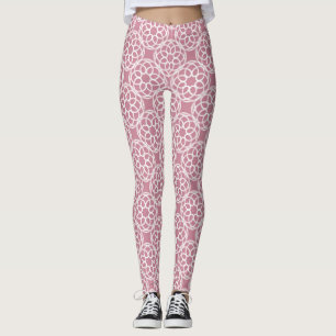 Roze Witte Geometrische Naadloos Patroon Leggings