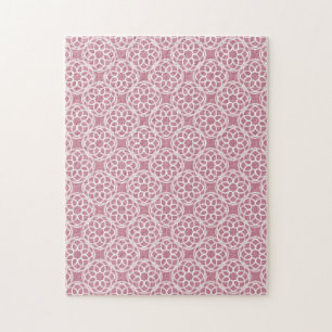 Roze Witte Geometrische Naadloos Patroon Legpuzzel