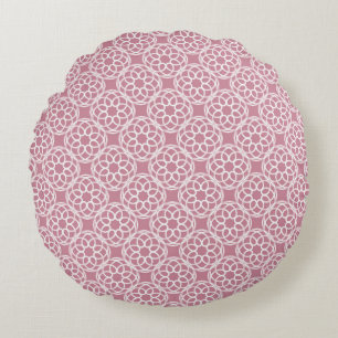 Roze Witte Geometrische Naadloos Patroon Rond Kussen