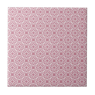 Roze Witte Geometrische Naadloos Patroon Tegeltje