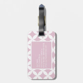 Roze witte geometrische patronen Aangepast monogra Bagagelabel (Achterkant verticaal)