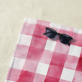 Roze witte geplakte strepen Verjaardag Strandlaken (In situ)