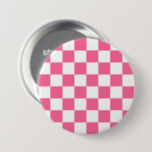 Roze Witte Geruite Controlepatroon Ronde Button 7,6 Cm (Voorkant /achterkant)
