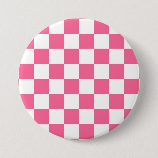 Roze Witte Geruite Controlepatroon Ronde Button 7,6 Cm (Voorkant)