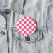 Roze Witte Geruite Controlepatroon Ronde Button 7,6 Cm (In situ)