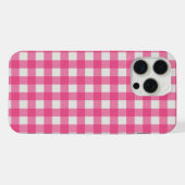 Roze witte geruite geruite gingham iPhone hoesje (Achterkant horizontaal)