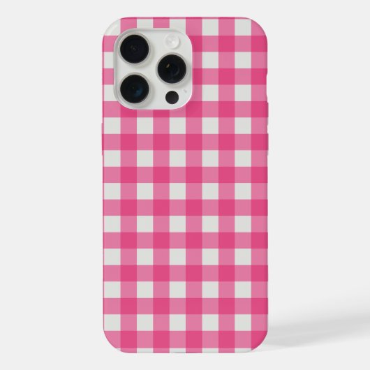 Roze witte geruite geruite gingham iPhone hoesje (Achterkant)