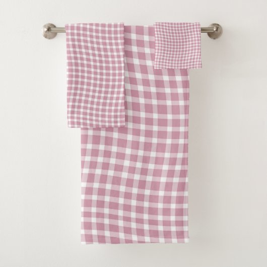 Roze Witte Geruite Geruite Naadloos Patroon Bad Handdoek (Insitu)