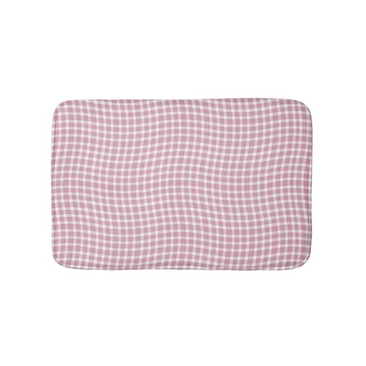 Roze Witte Geruite Geruite Naadloos Patroon Badmat (Voorkant)