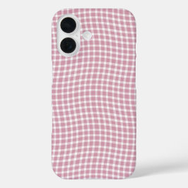 Roze Witte Geruite Geruite Naadloos Patroon iPhone 16 Hoesje