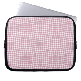 Roze Witte Geruite Geruite Naadloos Patroon Laptop Sleeve