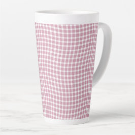 Roze Witte Geruite Geruite Naadloos Patroon Latte Mok