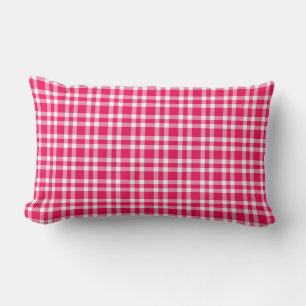 Roze Witte Geruite Patroon Kussen