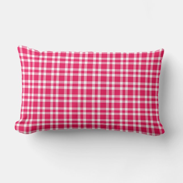 Roze Witte Geruite Patroon Kussen (Voorkant)