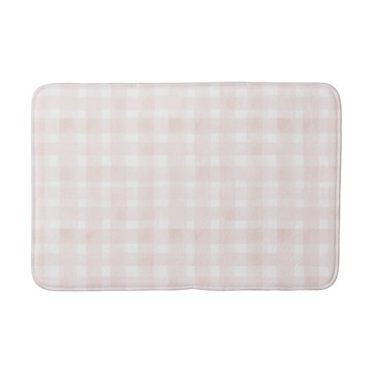 Roze Witte Geruite Strepen Bruidsdouche Badmat (Voorkant)