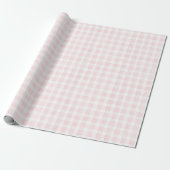 Roze Witte Geruite Strepen Bruidsdouche Cadeaupapier (Uitgerold)