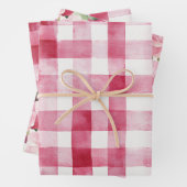 Roze Witte Geruite Strepen Bruiloft Inpakpapier Vel (In situ)