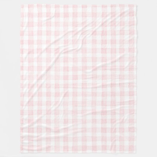 Roze Witte Geruite Strepen Fleece Deken (Voorkant)