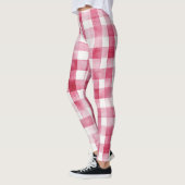 Roze Witte Geruite Strepen Leggings (Links)