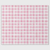 Roze Witte Geruite Strepen Verjaardag Cadeaupapier (Vlak)