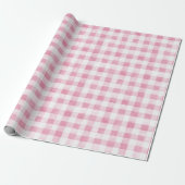 Roze Witte Geruite Strepen Verjaardag Cadeaupapier (Uitgerold)