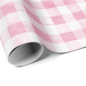 Roze Witte Geruite Strepen Verjaardag Cadeaupapier (Rol Hoek)